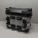 Universal Side Case Motorcycle,36L Silver Aluminum Motorbike Hard Side Saddlebag Box Trunk with Support Rack