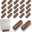 20 pcs Oak Wood Place Card Holder Walnut Color - Wooden Acrylic Sign Holder Table Decor - Picture Display Stands, Centerpieces Table Number Signs for Holiday Decoration Wedding Party Events