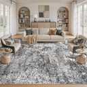 DMOYEST Area Rug Living Room Rugs - 10x14 Abstract Large Soft Indoor Washable Rug Neutral Modern Low Pile Carpet for Bedroom Dining Room Farmhouse Home Office - Grey