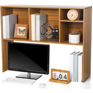 Briwooody Dorm Desk Hutch Desktop Bookshelf for College Office, Brown
32 x 8 x 25 Inch Desk Bookshelf with 5 Shelves 3-Tier Wood Countertop, Desk Shelf Organizer Top Only, Easy Installation