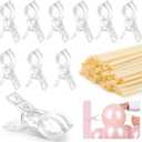 RELBRO Spring Clamps, 10 Pcs 3.5 Inch Clear Plastic Clips with 100 Pcs Long Balloons for Balloon Arch Backdrop Craft Decoration Projects