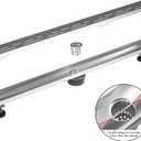 Linear Shower Drain 32" Brushed 304 Stainless Steel | with Drain Grate | Fast Drainage | Stainless Floor Drain Grate | Hair Strainer | Drain Key | The Upgrade for Your Bathroom