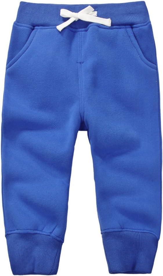 CuteOn Unisex Toddler Jogger Pants Kids Cotton Elastic Waist Winter Baby Sweatpants Pants 1-5Years (4T, Blue)