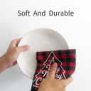 Red Black Buffalo Plaid Merry Christmas Jingling Bell Kitchen Towels Dish Towels, 17x27 Inch Daily Seasonal Winter Decoration Hand Towels Set of 2,Microfiber Farmhouse Decor Tea Towels