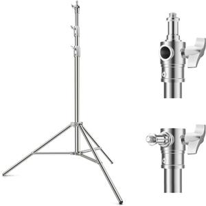 K&F CONCEPT 9.2ft/2.8m Stainless Steel Light Stand, Spring Cushioned Heavy Duty Photography Tripod Stand with 1/4 to 3/8 Universal Screw Adapter for Strobe,LED Video Light,Ring Light,Softbox