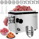 Anatole Commercial Electric Meat Grinder 1.8 HP 1300 W All Stainless Steel Meat Bones Mincer Heavy Duty Sausage Stuffer with 6 Grinding Plates 4 Blades for Restaurant Hotel 110V