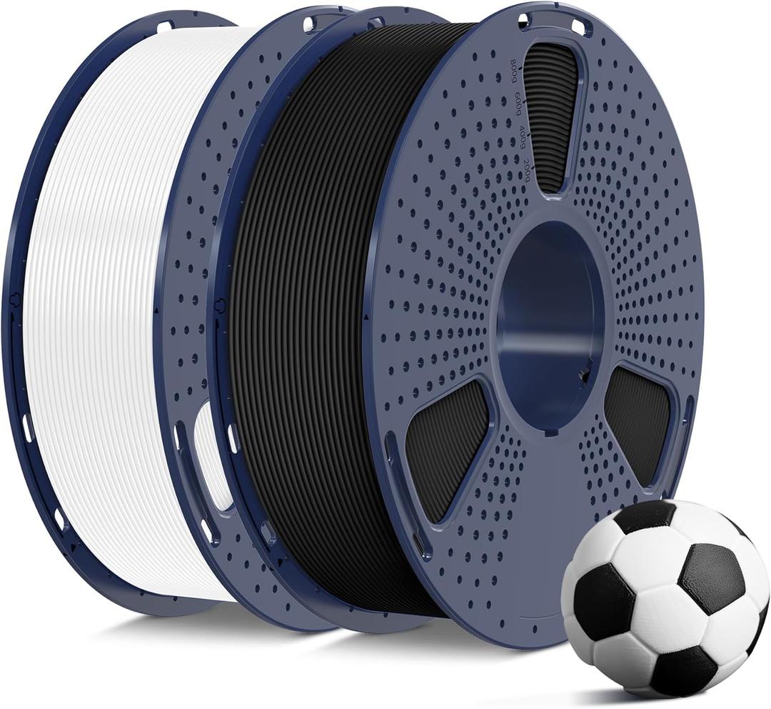 SUNLU 3D Printer Filament Bundle PLA Matte 1.75mm, Super Neatly Wound PLA Filament with Matte Finish, Print with 99% FDM 3D Printers, 1kg Spool (2.2lbs), 2 Packs, Matte Black+Matte White