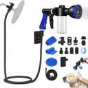 Dog Shower Attachment Water Hose Nozzle Sprayer Set with Metal 3-Way Diverter & 6.6 Ft Long Hose, Tub Faucet for Shower Arm Easy Faucet Pup Pet Bathing Sprayer Washer Kit