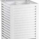 SMIBUY Double Laundry Hamper with Lid, 120L Bamboo Laundry Basket with Removable Liner Bag, 2-Section Clothes Divider Laundry Sorter for Laundry Room, Bathroom, Bedroom (White)