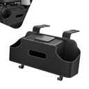 GRANDI 1 PC Backseat Organizer with Dual Cup Holder, Multi-function Tissue Hanging Box and 2 Hooks, Extra Rear Seat Road Trip Storage Accessories, Universal for Most Cars, Trucks, SUVs (Black)