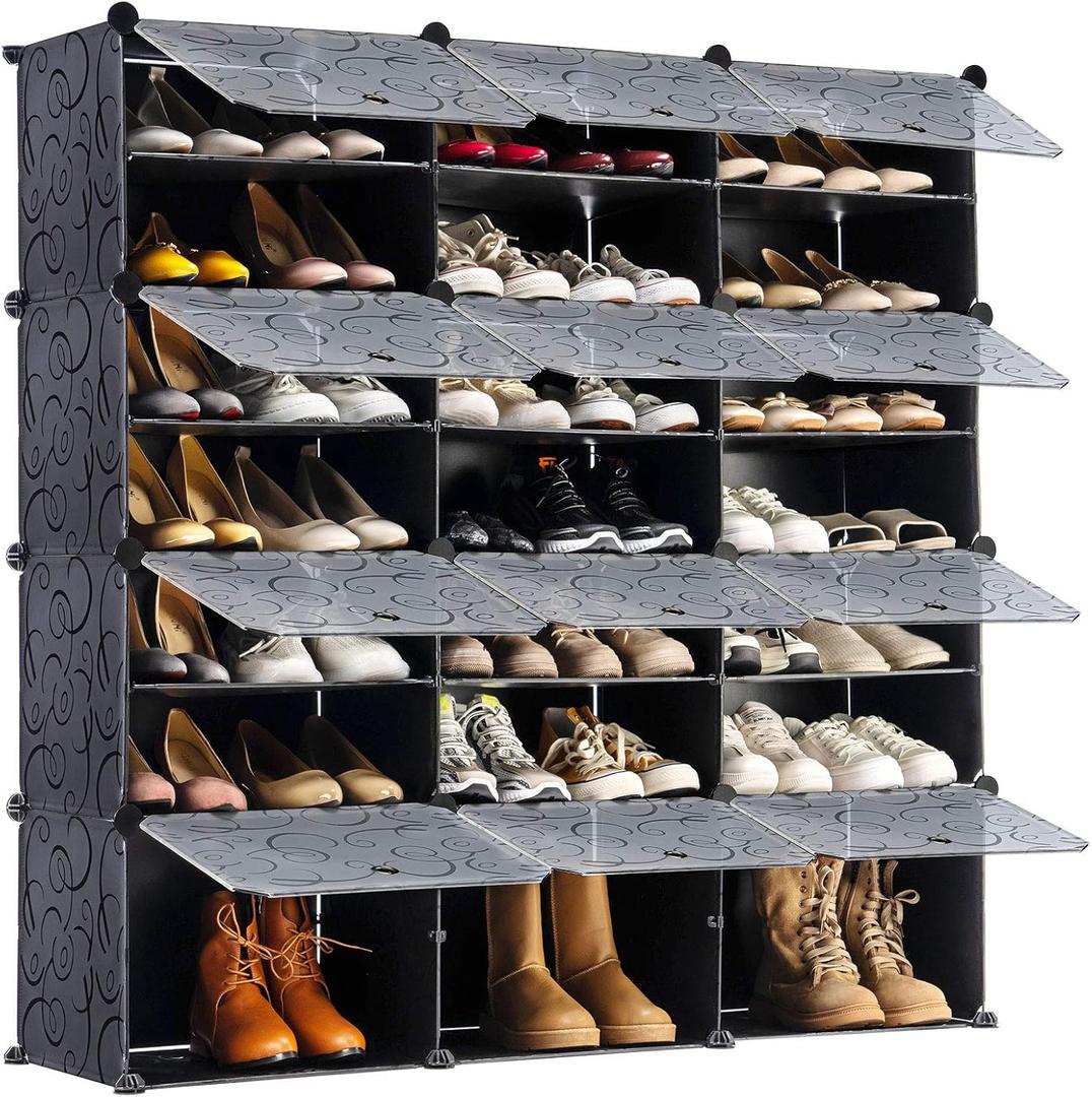 Portable Shoe Rack Organizer, 48-Pair Tower Shelf Storage Cabinets, Plastic Shoe Organizer for Entryway, Expandable for Heels,Boots,Slippers (48"x12"x48")