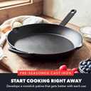 GreenPan x Bobby Flay 12 Cast Iron Pre-Seasoned Skillet with Helper Handle, Professional Grade Heavy Duty, Induction, Pour Spouts, Versatile Stovetop, Oven, BBQ Grill Fire, Indoor/Outdoor Use, Black