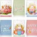 Preboun 6 Pcs Easter Kitchen Towels Cute Bunny Eggs Dish Hand Towels Macaron Happy Easter Themed Dish Cloth House Decorative Farmhouse Tea Cloth Absorbent for Home Kitchen Bathroom Decor (Colorful)