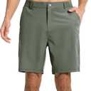 CANGHPGIN Mens Golf Shorts 7 inch Inseam Lightweight Quick Dry Work Casual Dress Shorts with Pockets, S, Army Green