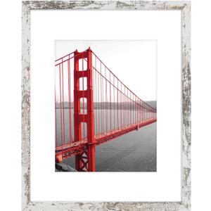 Frametory, 16x20 Frames Display 11x14 Picture with Mat or 16x20 Photo Without Mat, Shatter-Resistant Glass, Pre-Installed Wall Mounting Hardware - Distressed White