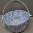 EASTER BAMBOO BASKET BLUE GRID 12IN