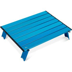 iClimb Ultralight Compact Mini Beach Picnic Folding Alu. Table with Carry Bag, Two Size (Blue - L), Large