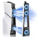 BRHE PS5 Slim Cooling Fan, 10.5 Inches, Quiet 28dB(A) Air Cooling System with 3 Fans, USB 3.0 Port, LED Light, Compatible with PS5 Slim Digital/Discs Edition