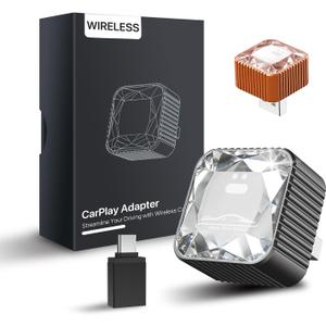 2026 Wireless CarPlay Adapter for iPhone, Premium Glass Finish Design, 5s Auto-Connect, Mini Wireless CarPlay Dongle Compatible with Apple CarPlay, Plug & Play for Factory Wired Cars, Low Latency