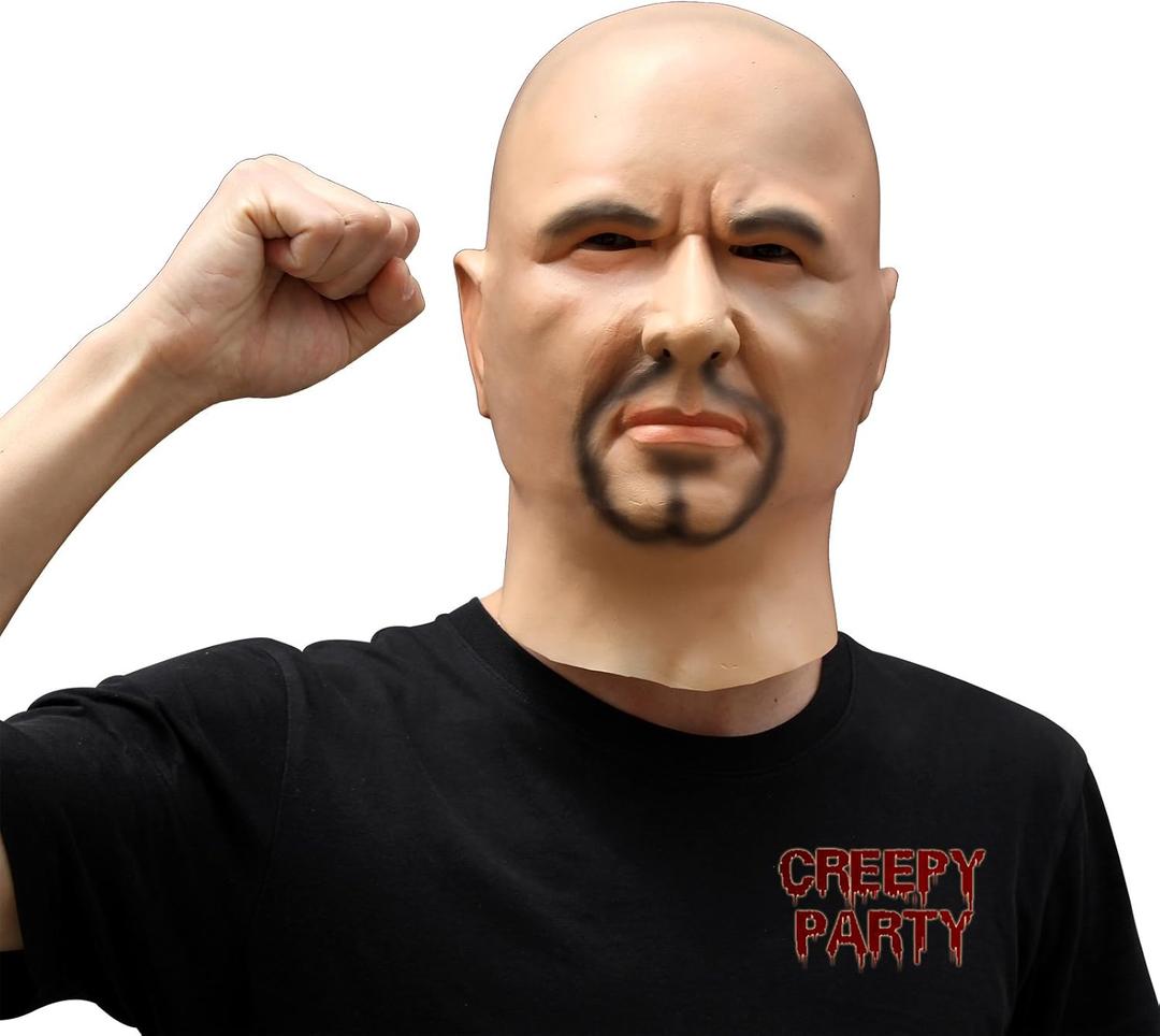 CreepyParty Novelty Halloween Costume Party Latex Head Mask Realistic Human Face (Strong man)