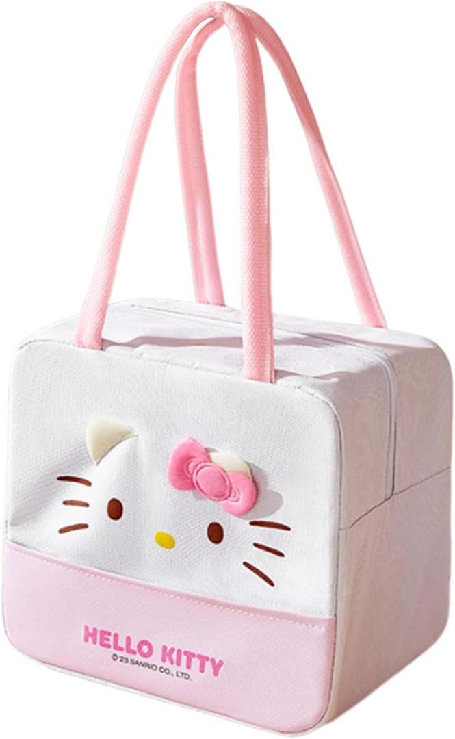 Cute Lunch Bag for Women, Leakproof Cartoon Lunch Box, Reusable Large Capacity Lunch Tote Bag for Work Travel Picnic