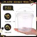 PerKoop 20 Pcs 32 oz Ice Cream Buckets with Lids and Handles Clear Cocktail Rum Buckets with Stickers Plastic Transparent Tub Reusable Food Storage Containers for Parties(Black)