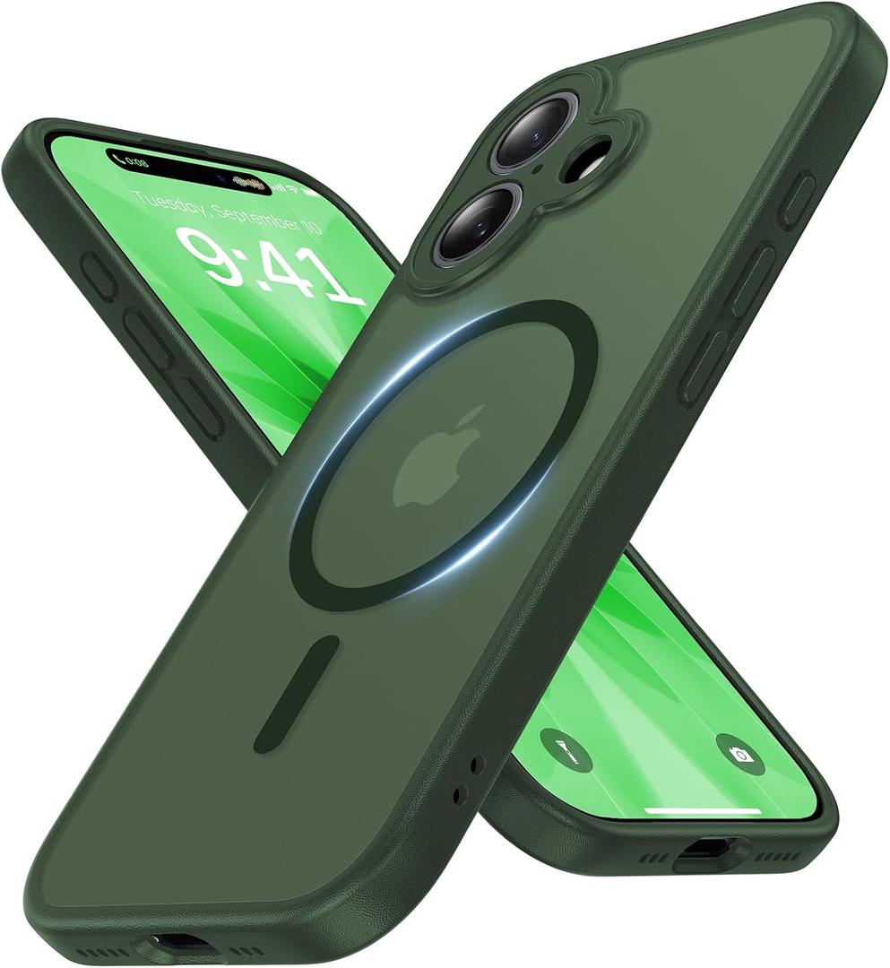 Faiono Magnetic for iPhone 17 Case [Full Camera Protection][Military-Grade Protection][Compatible with MagSafe] Shockproof Protective Slim Phone Case for iPhone 17, Forest Green