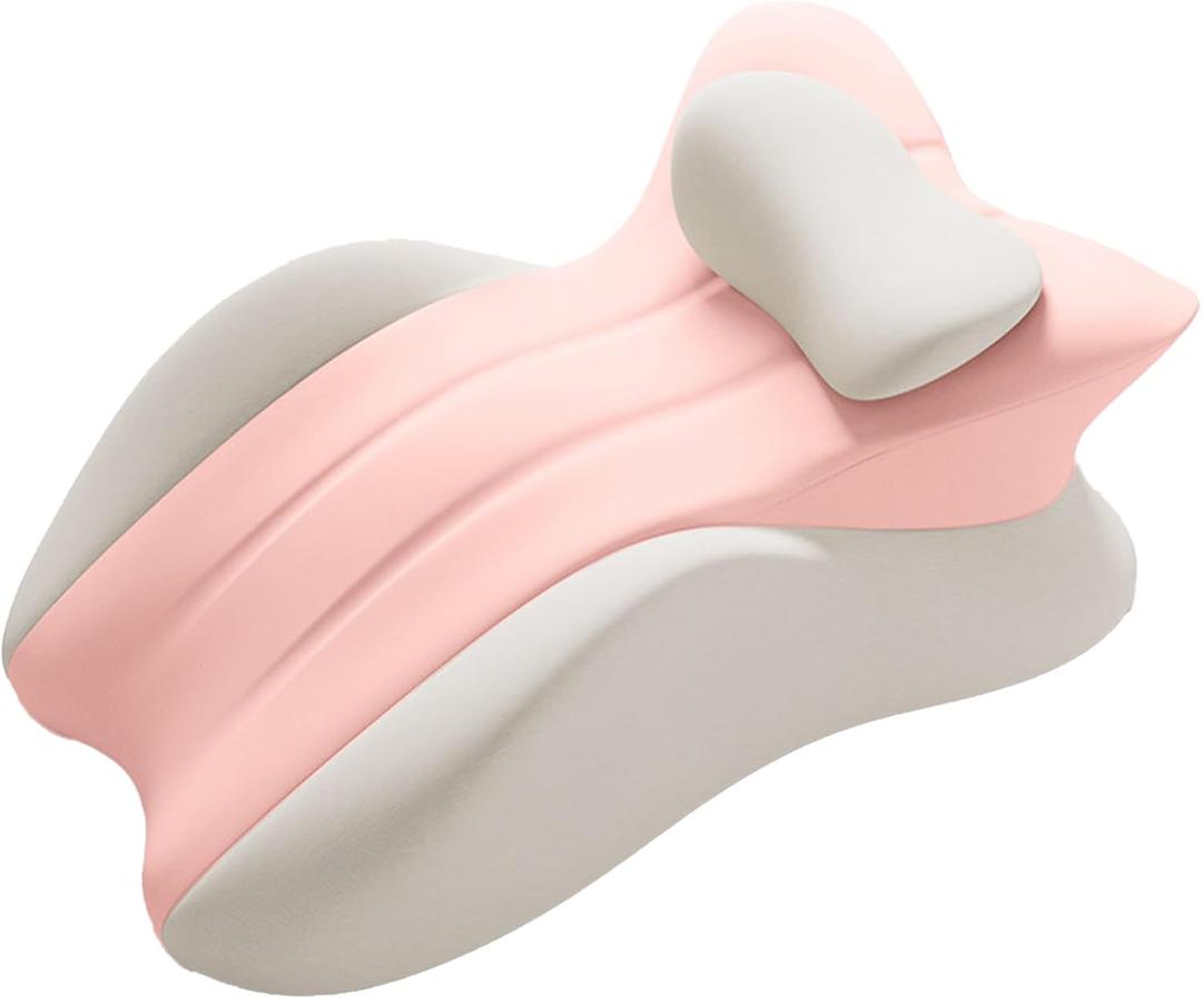 Memory Foam Ergonomic Wedge Pillow & Reading Pillow  Orthopedic Support for Neck, Back & Legs  Ideal for Sleeping, Elevating & Pressure Relief  Removable Washable Cover (Standard, Pink/Grey)