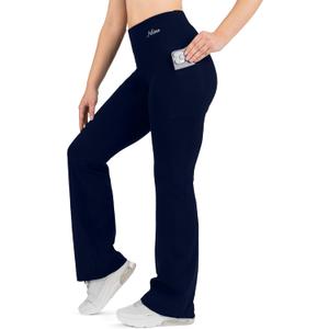 Nirlon Women's Bootcut Yoga Pants with Pockets (16, Navy Blue)
