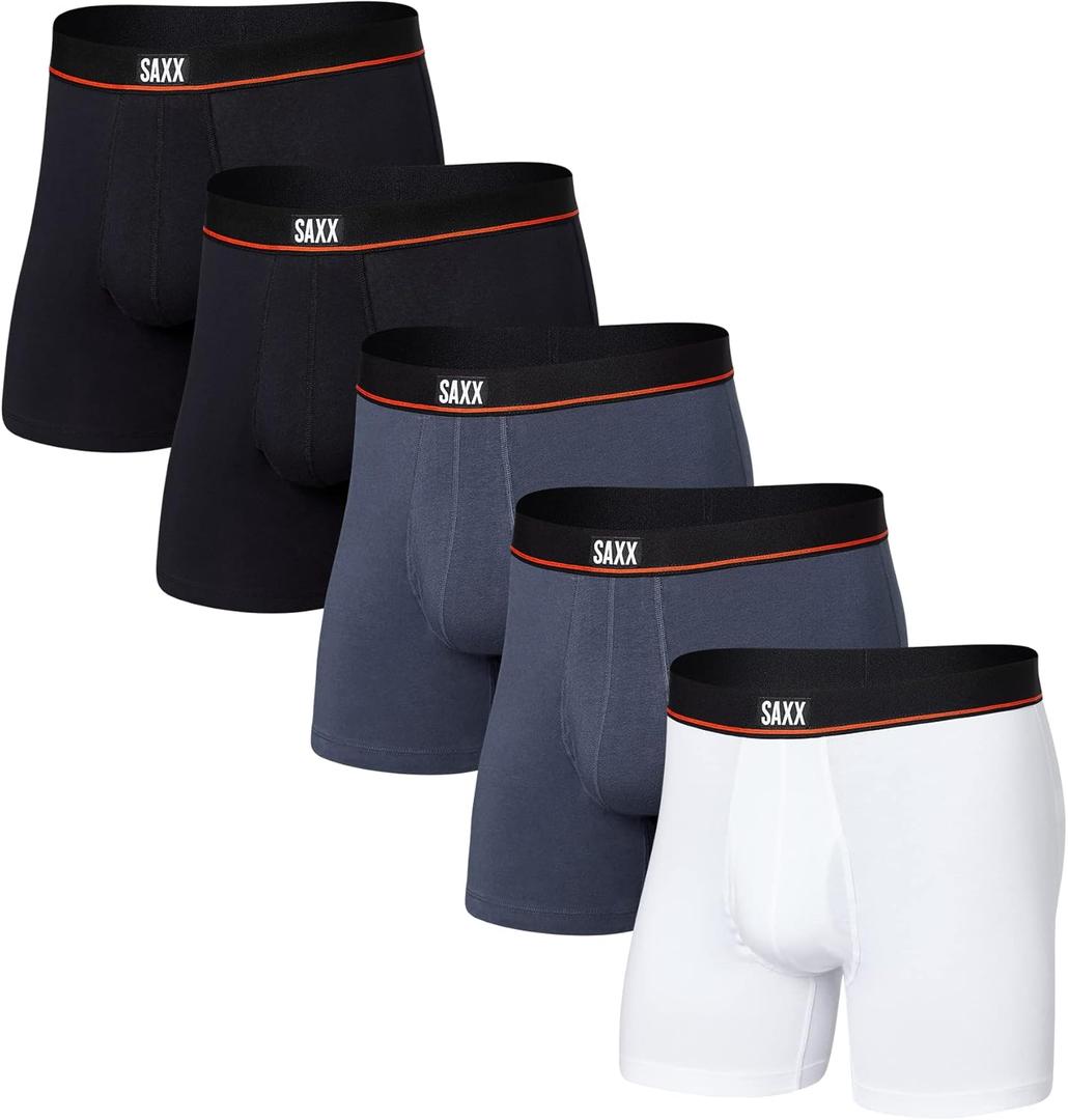 SAXX Underwear Co. Men's Non-Stop Stretch Cotton Boxer Brief Fly 5-Pack (White, S)