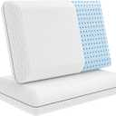 Cooling Gel Memory Foam Pillow - 2-Pack - King Size Bed Pillows For Sleeping - Medium-Firm - Back, Stomach and Side Sleeper Pillow - Shoulder & Back Pain Relief - Washable , Bamboo Viscose Cover