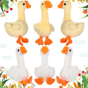 Civaner 6 Pcs Goose Stuffed Animal 6.3 Inch Silly Goose Party Favors Stuffed Plush White Light Yellow Animal Toy Soft Doll for Birthday Gifts Baby Shower Party Favors Home Decorations