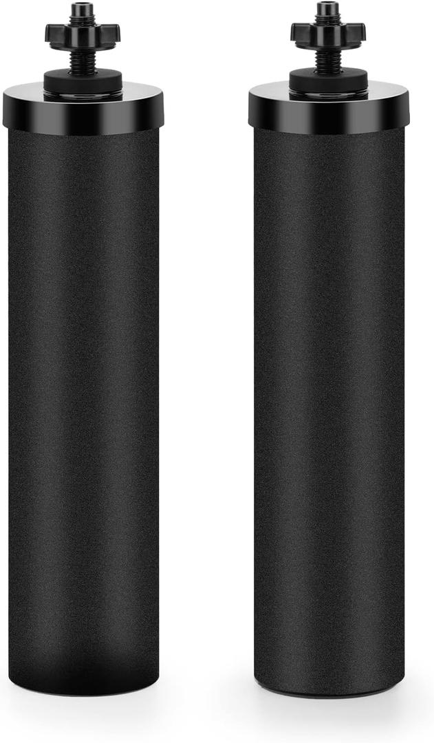Water Filter Replacement for Berkey, Black Activated Carbon Filters Compatible with Berkey Big, Light, Imperial, Travel, Crown, Royal Series Gravity-Fed Water Filter System(Pack of 2)