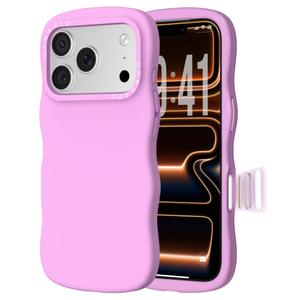 ORNARTO for iPhone 17 Pro Max Case for Women Girls– Cute Wave Edge, Camera Control Button, Shockproof Liquid Silicone Phone Case for iPhone 17 Pro Max 6.9", Cherry Blossom