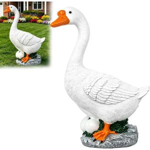 Porch Goose Statue, Large White Resin Porch Goose Garden Yard Lawn Decor, 20 Inches High Figurine Duck for Patio Entryway Accent, Gift for Mom Grandma Wife Women Christmas Valentines Day