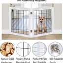 LZRS 2-Panel Freestanding Foldable Wood Dog Gate Solid Wood & Steel Wire, Chew-Resistant Pet Barrier for Indoor Use, Ideal for Small to Medium Dogs, 24"Height-2 Panel, White