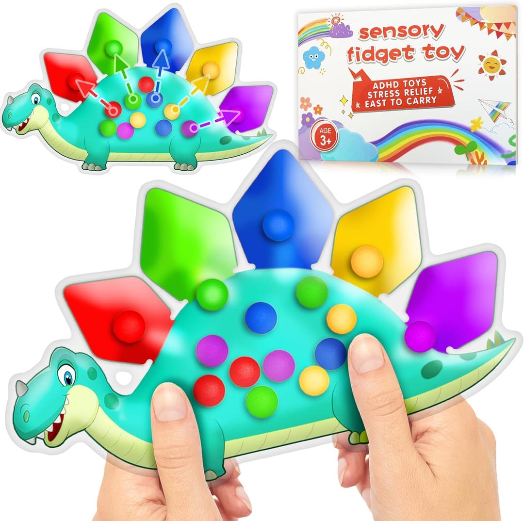 Dinosaur Color Sorting Sensory Toy Gift for Toddler Activities Toy Fine Motor Matching Game Quiet Travel Essential Toy Montessori Autism Fidgets Easter Basket Stuffers for Kid 3 4 5 Year Old Boy (1 Pc)