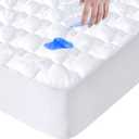 Full Size Mattress Protector Pad Waterproof Quilted, Breathable & Cooling Full Mattresses Pad Cover Fitted for Double Bed with Deep Pocket Up to 14", (White)