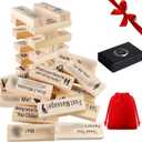 VKX 48Pcs Super Naughty Block Tower Game, Valentine Tumbling Wooden Tower Stacking Blocks Games for Date Night Ideas for Adults Night