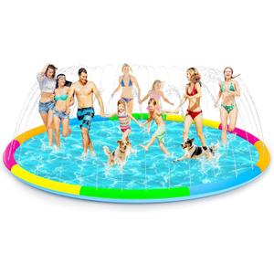 197" Extra Large Splash Pad - Non-Slip Splash Pad for Kids and Dogs Thickened Dog Pool with Sprinkler Outdoor Water Toys Giant Fountain Play Mat for Toddlers Children Adults Pets