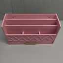 Wisuse Bamboo Desk Mail Organizer with Drawer,Wooden File Bill Sorter Storage Box for Desktop, Letter Countertop Holder for Home,Office,School Organization,Tabletop Accessories Supplies (Pink)