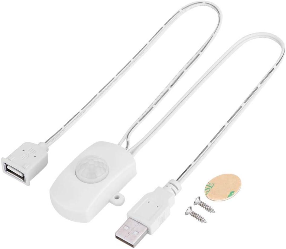 Socobeta PIR Infrared Motion Sensor Detector 4A DC 5-24V Mini Motion Sensor Switch LED Strip USB Interface Lighting for Bathroom (White)
