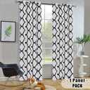 Melodieux Moroccan Fashion Room Darkening Blackout Grommet Curtain for Bedroom Kitchen Small Windows, 52 by 45 Inch, Off White/Black (1 Panel)