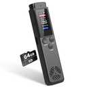64GB Digital Voice Recorder Voice Activated Recorder for Lectures Meetings, Audio Recorder with Playback, Password, Variable Speed, Tape Recorder USB Charge, MP3