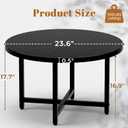FAMIDGE Round Coffee Table, Small Coffee Tables for Living Room, Black Coffee Table with Metal Frame, Floor Table Desk for Sitting on The Floor, Home, Office, Farmhouse, Black (23.6" D x 17.7" H)