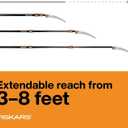 Fiskars Telescopic Pole Pruner (Extends from 3-feet to 8-feet), Hand Saw For Tree Cutting with 12-Inch Double-Grind Saw
