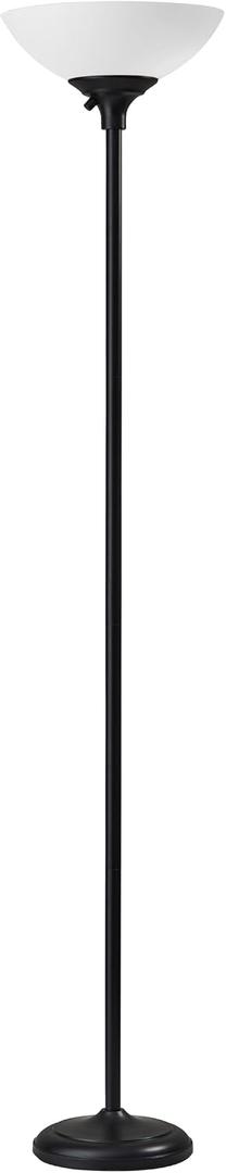 Adesso Dual-Socket Floor Lamp, Black & Frosted White, 3-Way, 71”