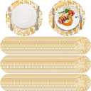 100 Pieces Gold Placemats, 13 Inch Disposable Round Foil Table Mats Bulk, Metallic Mesh Pressed Table Doilies Runners for Home Decor, Dining Table, Birthday Party, Wedding