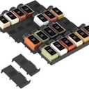 Famhap Spice Drawer Organizer, 24PCS Interlocking Expandable Seasoning Rack Tray Insert for Kitchen Drawers, Spice Rack Drawer for Spice Jars (Black)