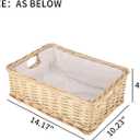 YAHUAN Rectangular Wicker Storage Basket Woven Rattan Basket with Handle, Baskets for Organizing, Bedroom,Living room,Pantry (Wicker with lining)